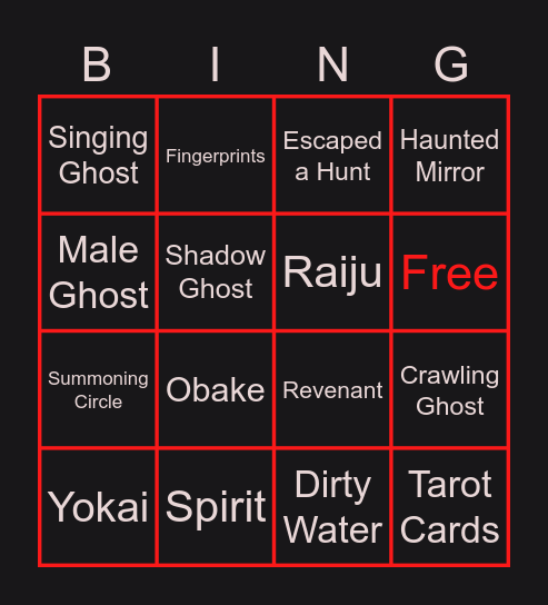 Phasmophobia Bingo Card