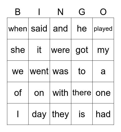 Oxford word 1-2 Bingo Card
