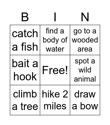 outdoorsman bingo Card