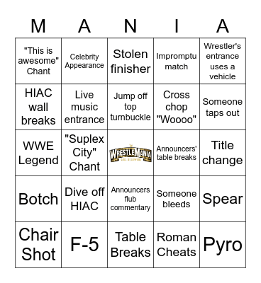 Wrestlemania 39 BINGO Card