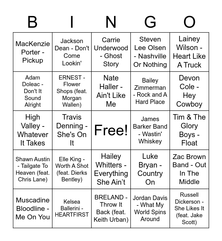 best-country-songs-of-2022-bingo-card