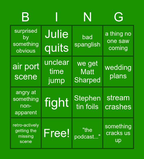 TOW S4E9 Bingo Card