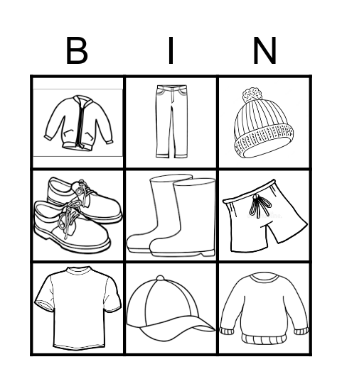 CLOTHES! Bingo Card