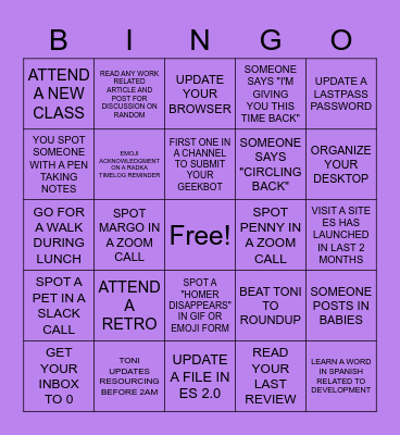 April Session Bingo Card