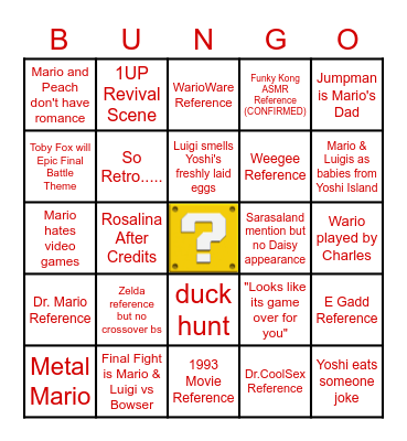 leo's mario movie bingo Card