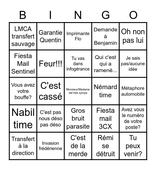 FIN GROUPE Bingo Card