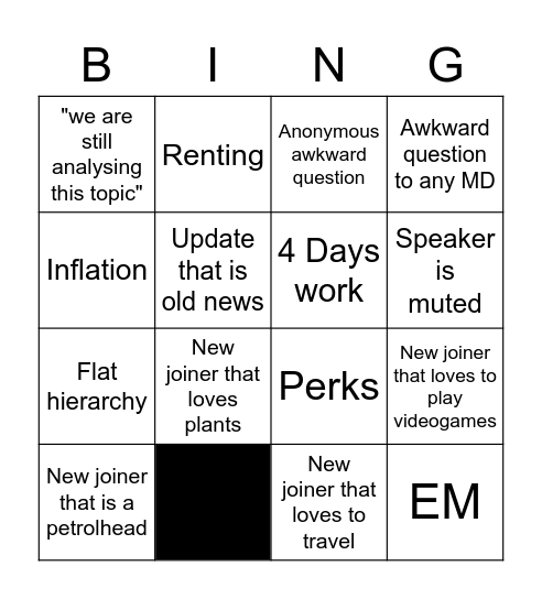 Tribe Bingo Card