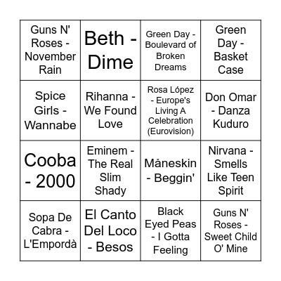 BINGO MUSICAL Bingo Card