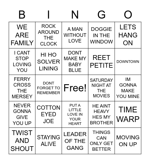 MIX 3 Bingo Card