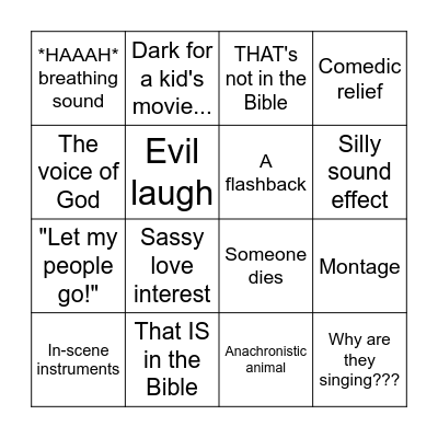 Prince of Egypt Bingo Card