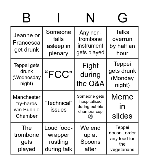 IOP Bingo Card