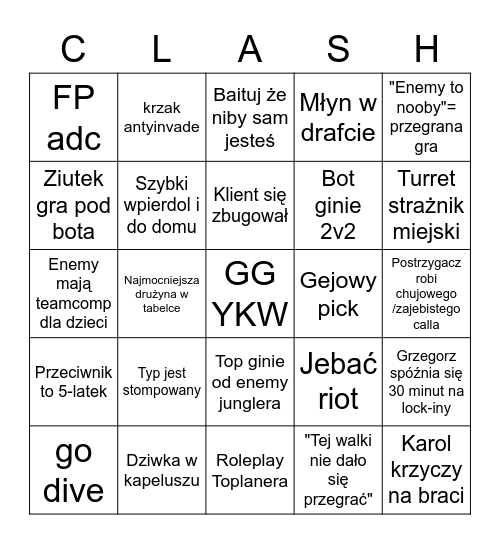 Clashowe bingo Card