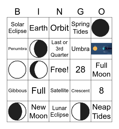 Moon Phases Bingo Card