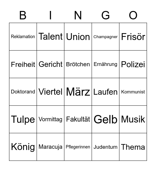 Artikel-Bingo Card