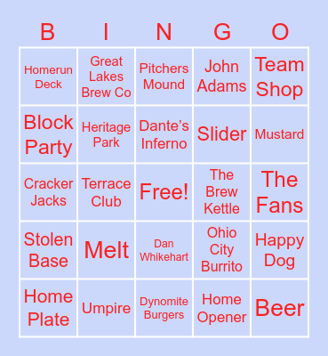 HOME OPENER! Bingo Card
