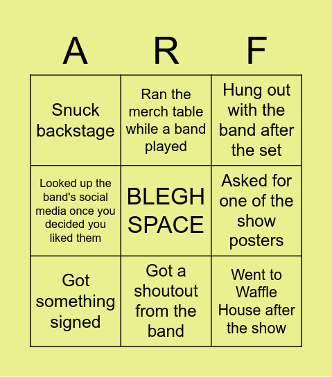 SCENE KIF BINGO #3 Bingo Card