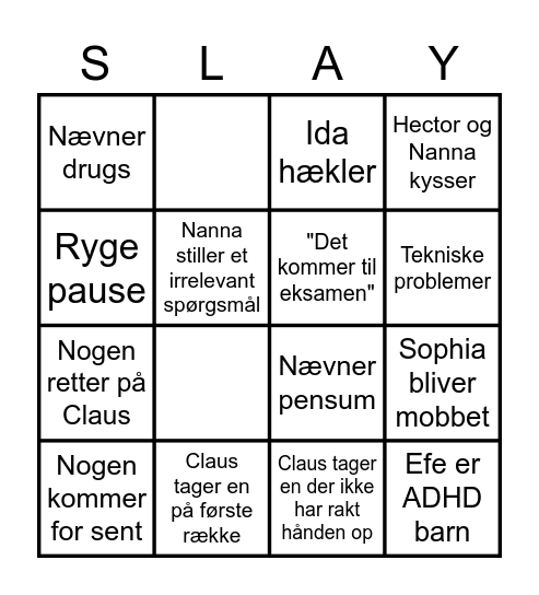 Claus Bingo Card