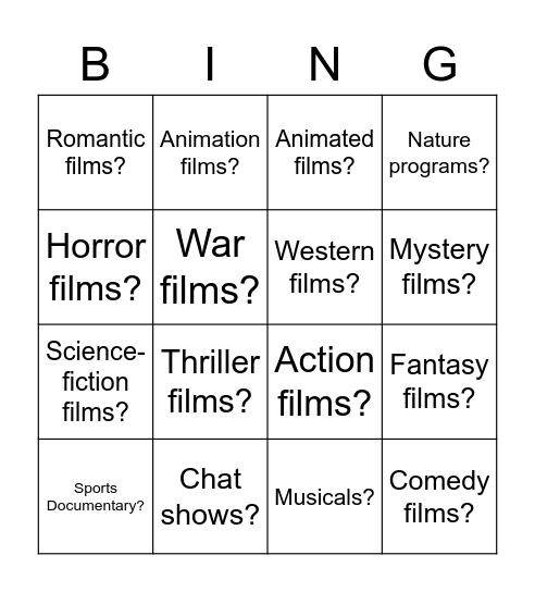 FILM Can you Name Some? Bingo Card