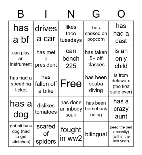 otf bingo Card