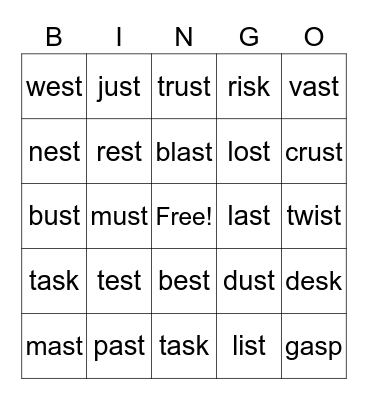 final s blends Bingo Card