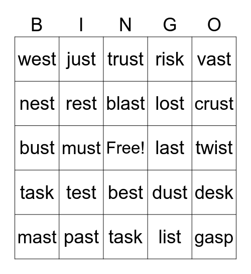 final s blends Bingo Card