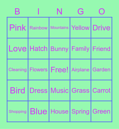 ASL Spring Break Bingo Card