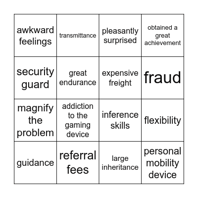 Words to Read Bingo Card