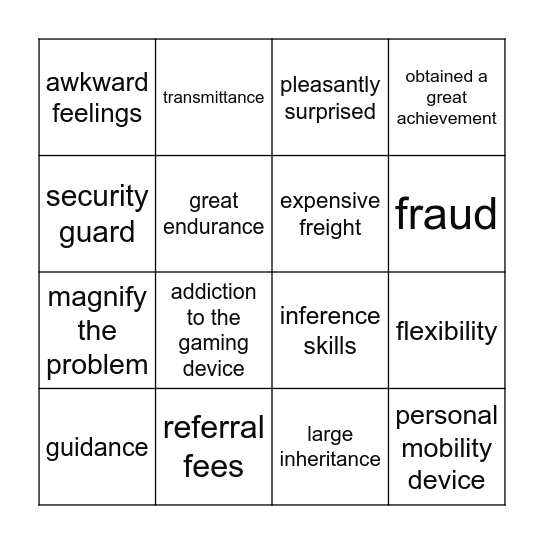 Words to Read Bingo Card