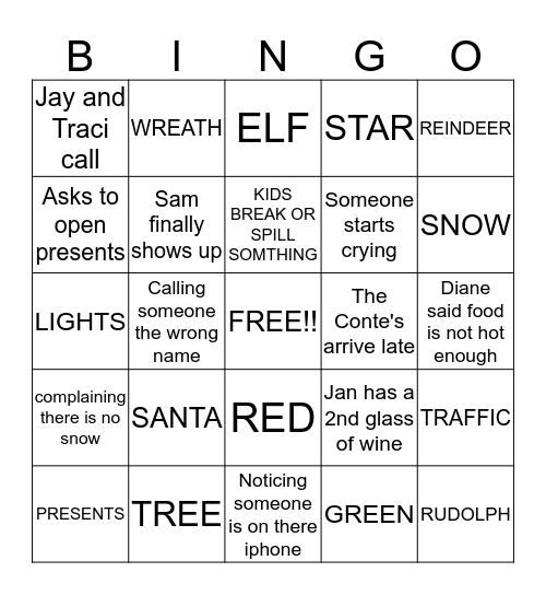 DANEK FAMILY BINGO Card