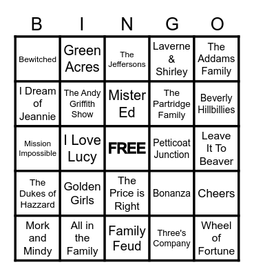 TV Bingo Card