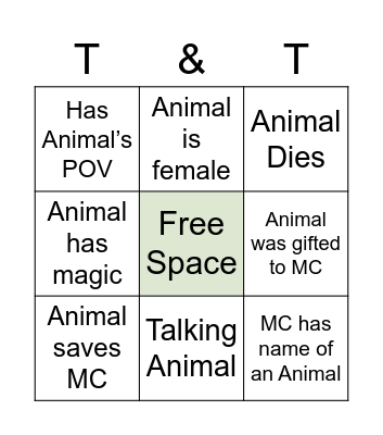 T&T Animal Bingo Card