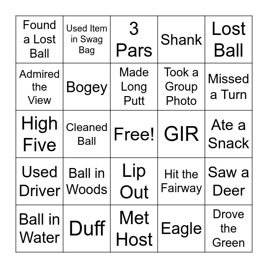 Golf2Grow, Inc. Bingo ShootOut Bingo Card