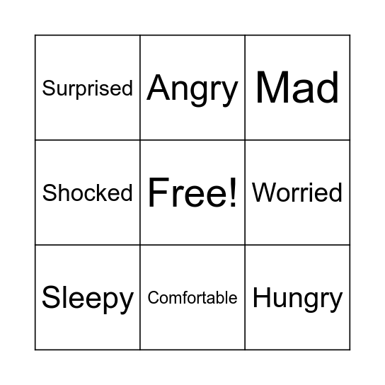 FEELINGS BINGO Card