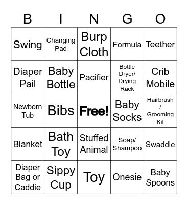 Baby Hunt Bingo Card