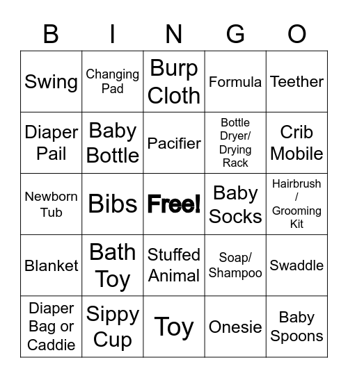 Baby Hunt Bingo Card