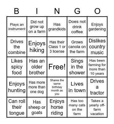 Women in Farming Bingo Card