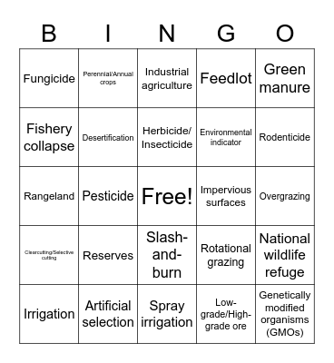 Unit 5 Bingo Card