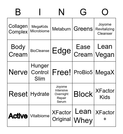 PLEXUS PRODUCT BINGO Card