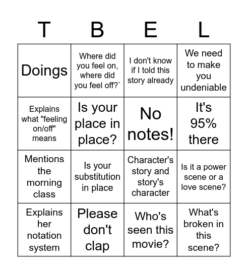 TBell Bingo Card