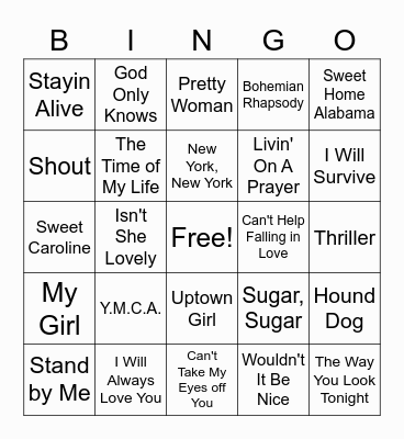 Musical Bingo! Bingo Card