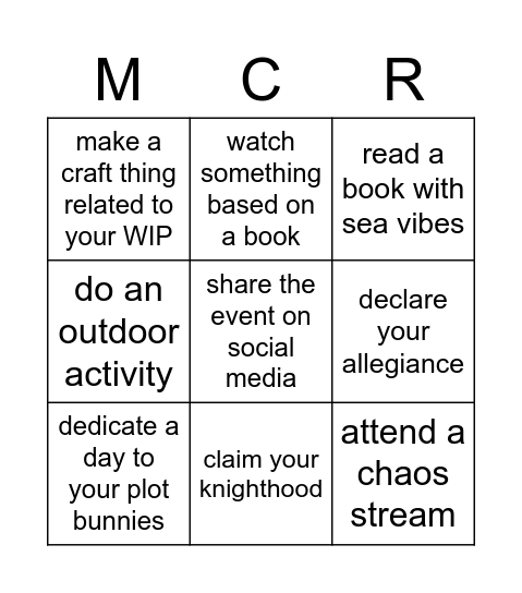 MCR 2 Easy - Sea Bingo Card
