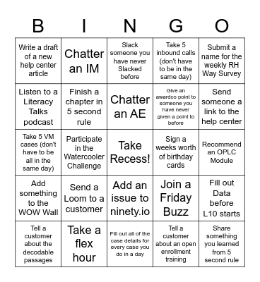 April 2023 Bingo Card