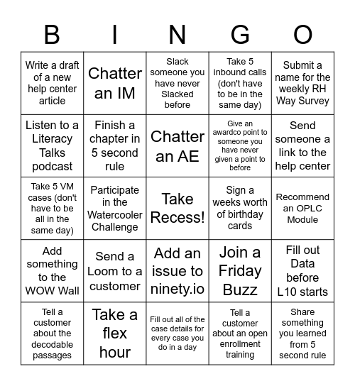 April 2023 Bingo Card