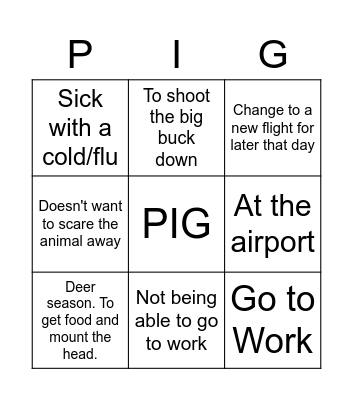 PIG Bingo Card