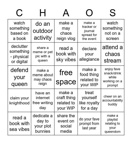 MCR2 Extreme Bingo Card