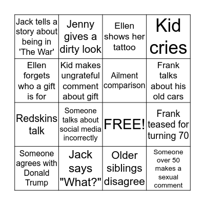 Gaegler Christmas Bingo Card