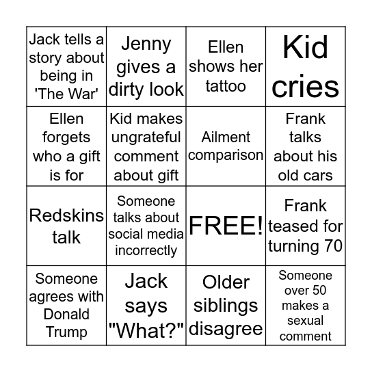 Gaegler Christmas Bingo Card