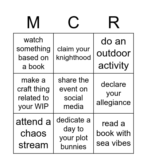 MCR2 Easy - Sea Bingo Card