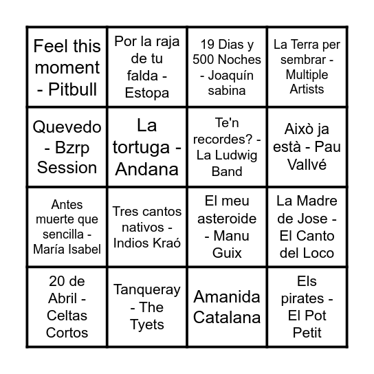 BINGO MÚSICA NERET '23 Bingo Card