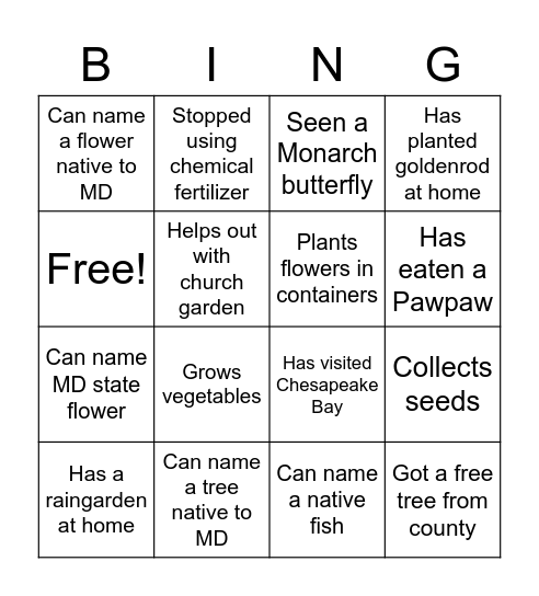 Sacred Grounds Bingo Card